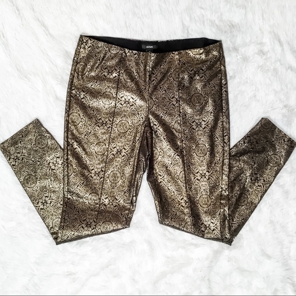 Alfani Pants - Alfani Pants Skinny Brocade in Gold and Black